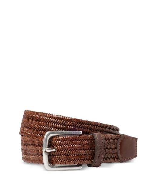 Hackett Brown Braided Leather Belt for men
