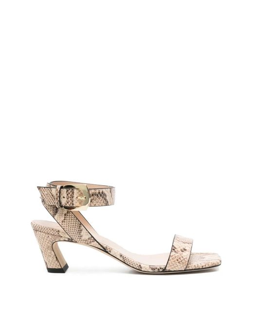 Stuart Weitzman Natural Sandales À Effet Peau De Serpent Sai