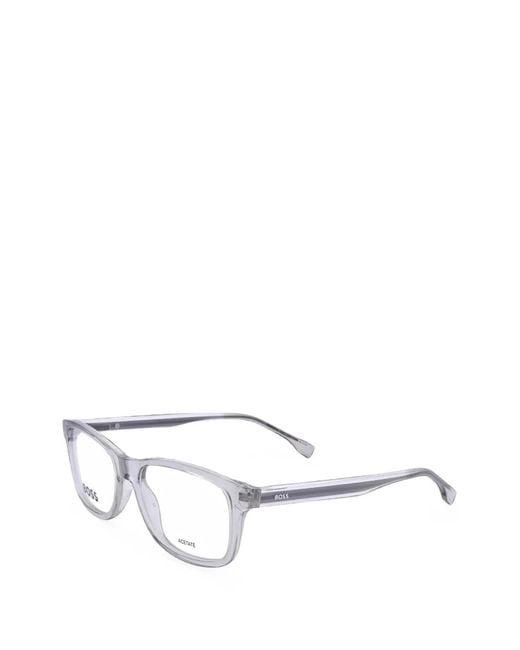 Boss White Rectangle-Frame Glasses
