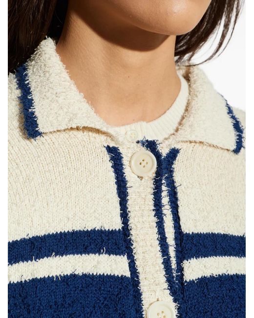 Perfect Moment Blue Cardigan En Bouclé À Rayures