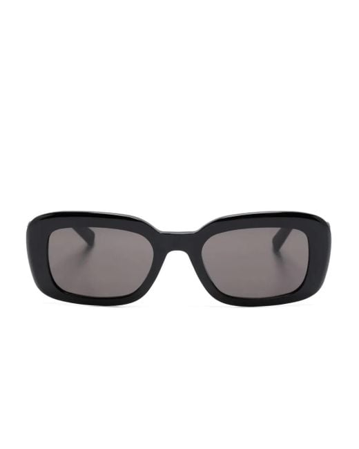 Saint Laurent Black Logo-Plaque Rectangle-Frame Sunglasses