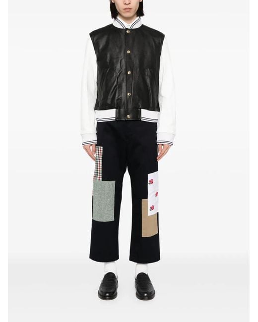 Thom Browne Black Patchwork Chino Trousers for men