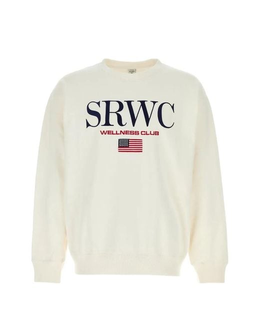Sporty & Rich White Crew-Neck Embroidered Sweatshirt