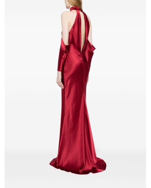 Vestido largo drapeado Michelle Mason de color Red
