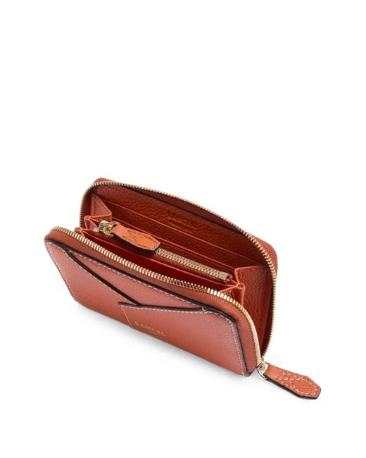 Lancel Orange Zip-Around Wallet
