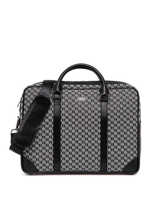 メンズ Karl Lagerfeld モノグラムジャカード Pcバッグ Black