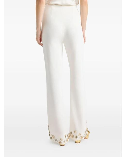 Cinq À Sept White Tumbling Flowers Split Trousers