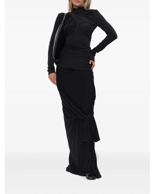 Entire studios Black Draped Knot-Detail Skirt