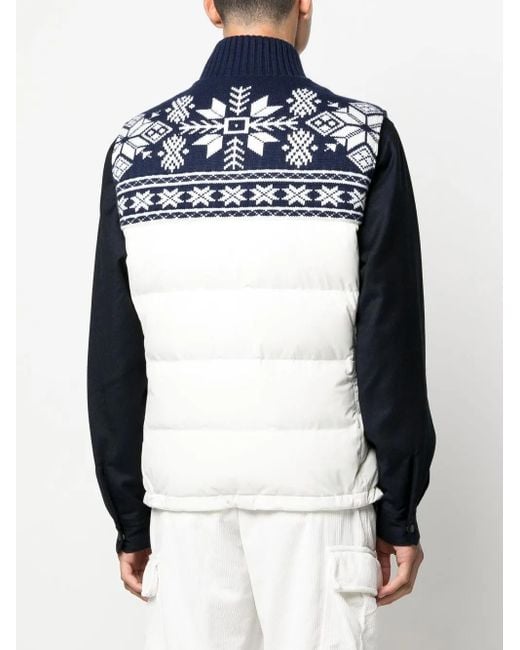 Brunello Cucinelli Blue Fair Isle Panelled Gilet for men