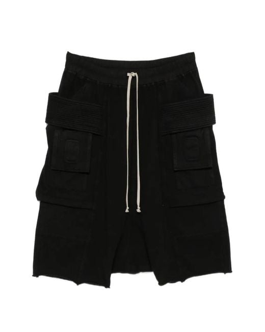 Rick Owens Black Creatch Drawstring Short for men