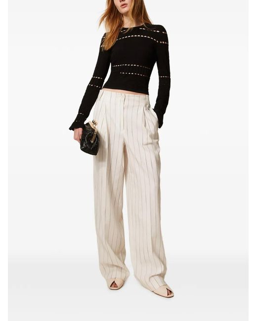 Twinset Black Fitted Jumper With Openwork