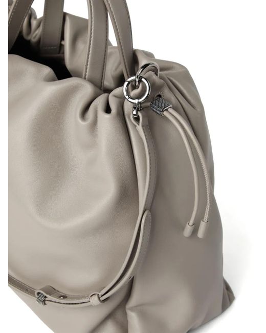 Brunello Cucinelli Gray Große Bucket-Bag Aus Soft-Leder