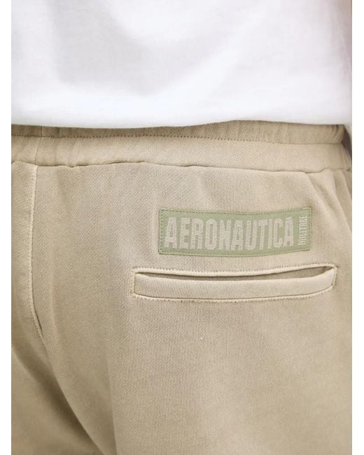 Aeronautica Militare Natural Logo-Patch Drawstring Shorts for men