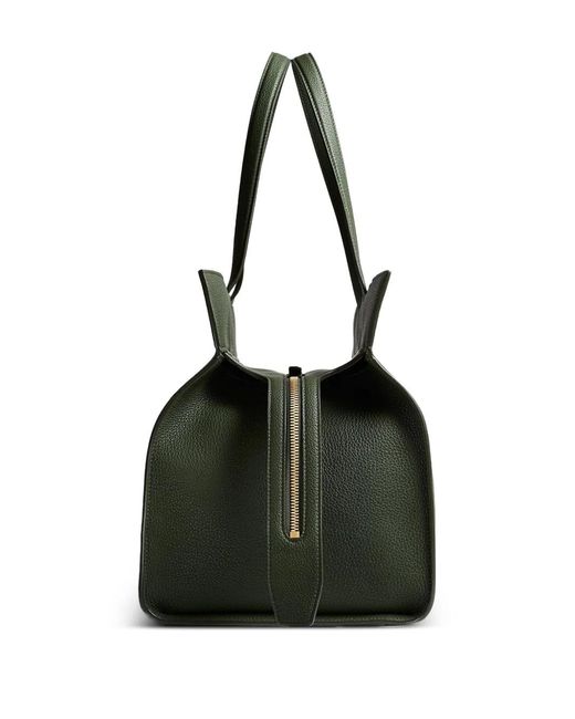 Khaite Black Pebbled Leather Zip Handbag
