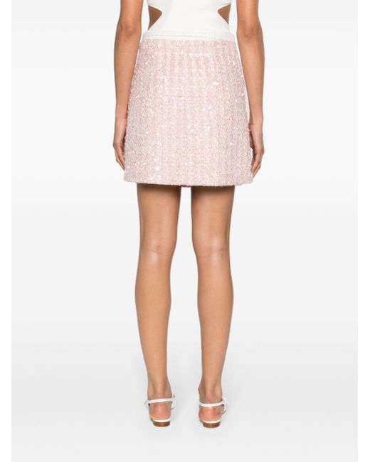 Sandro Pink Sequined Tweed Miniskirt