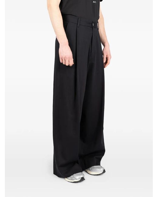 Societe Anonyme Black Button Pleated Trousers for men