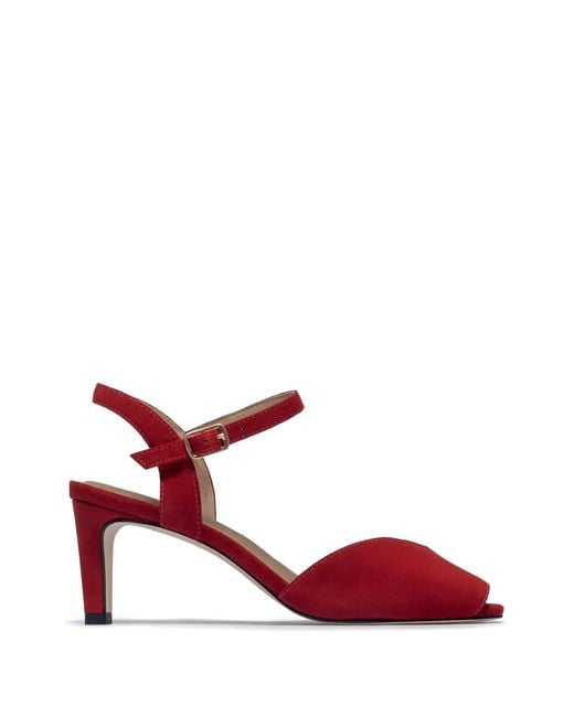 Bernardo Red Hartley Buckle-Fastening Peep-Toe Sandals