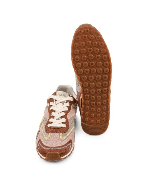 Karl Lagerfeld Brown Logo-Embroidered Sneakers