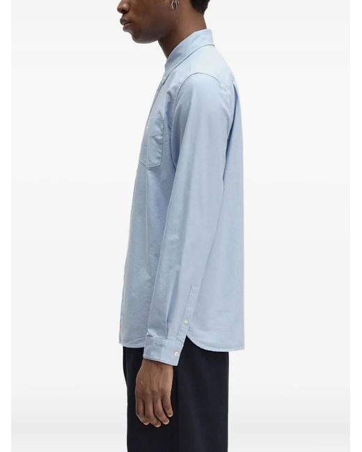 Fred Perry Blue Logo-Embroidered Button-Down Shirt for men