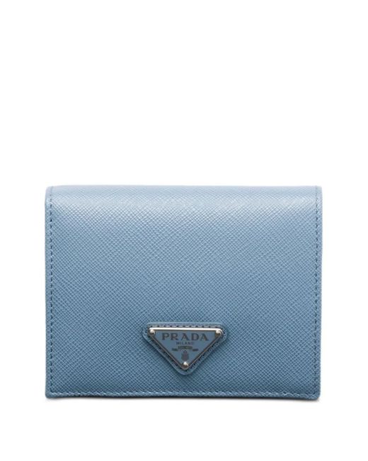 Prada Blue Small Saffiano Leather Wallet