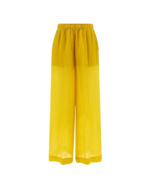 Nude Yellow Elasticated-Waist Palazzo Pants