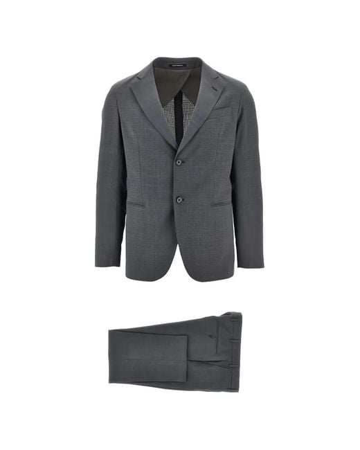 Emporio Armani Gray Single-Breasted Notched-Lapel Suit for men