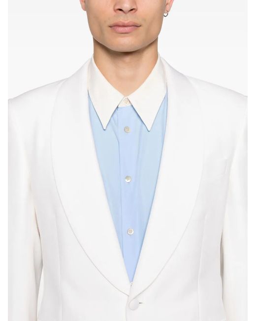 Fursac White Shawl-Lapels Blazer for men