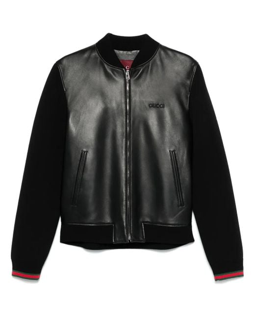 Gucci Black Nappa Leather Bomber Jacket for men