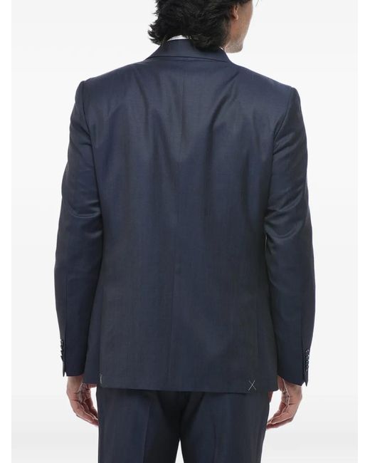 Corneliani Blue Peak-Lapel Virgin Wool Suit for men