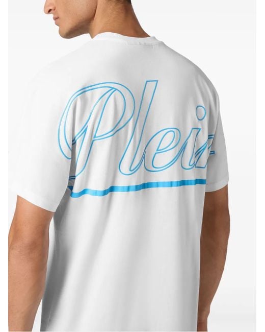 Philipp Plein White Logo-Print Cotton T-Shirt for men