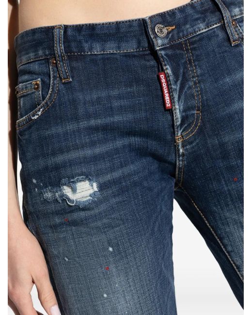 DSquared² Blue Jean Ceinturé À Effet Usé