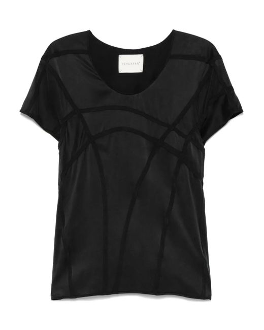 T-Shirt En Soie Yehuafan en coloris Black