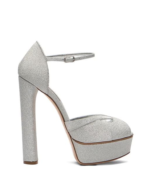 Casadei White Flora Solar Eclipse Platform Sandals