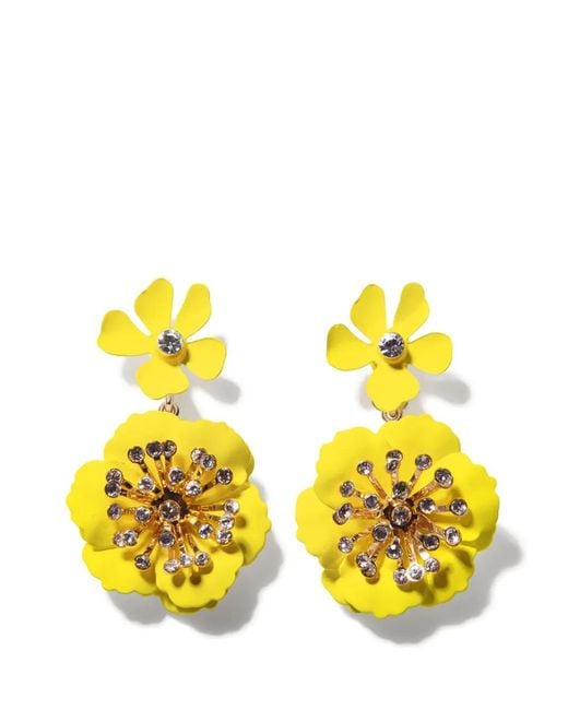 Carolina Herrera Multicolor Floral Dangle Earrings