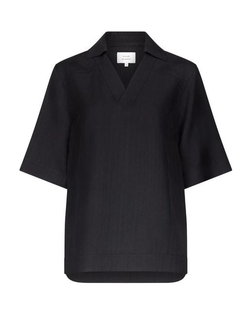 Loulou de Saison Black Ermo Open-Neck Top