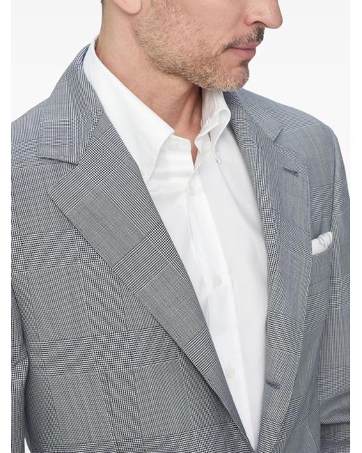 Brunello Cucinelli Gray Check-Print Virgin-Wool Blazer for men