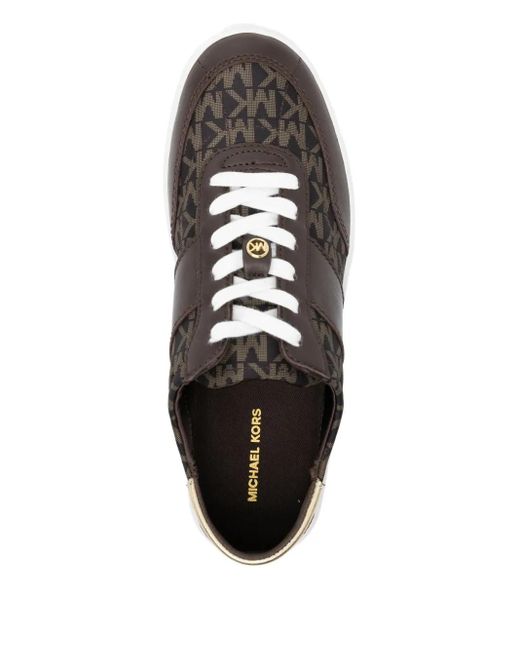 Michael Kors Brown Monogram-Print Sneakers