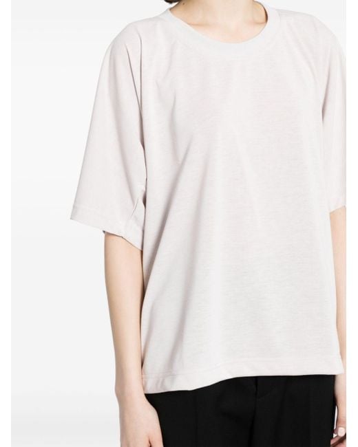 Pleats Please Issey Miyake White Ruched Detailing T-shirt