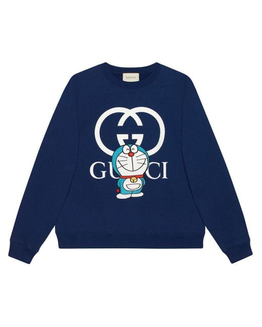 Gucci Blue X Doraemon Logo Print Sweatshirt for men