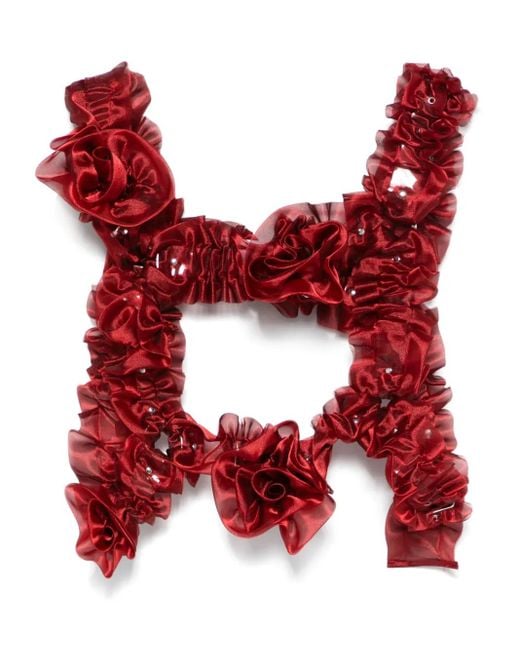 Noir Kei Ninomiya Red X Comme Des Garçons Flower-Appliqué Harness