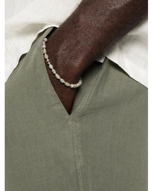 120% Lino Green Drawstring Elasticated-Waistband Trousers for men