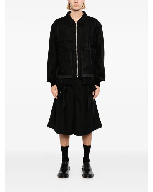 Midorikawa Black Raw-Edge Zip-Up Jacket for men