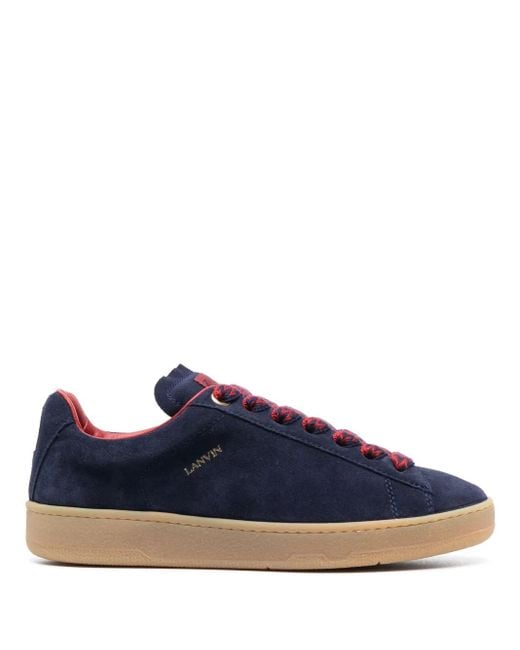 Lanvin Blue Curb Lite Foiled-branding Leather Low-top Trainers for men