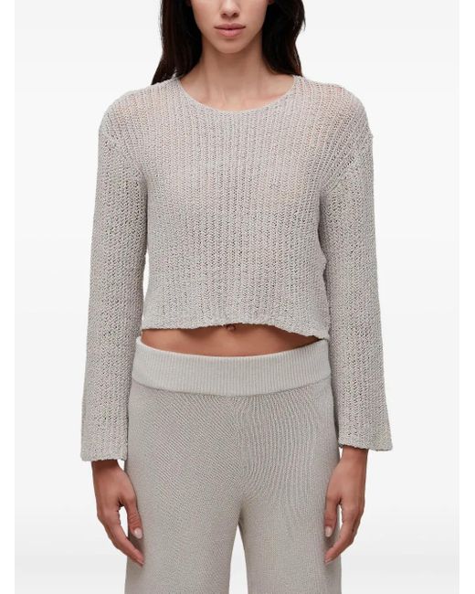 Osklen Gray Open-Knit Bell-Sleeve Top