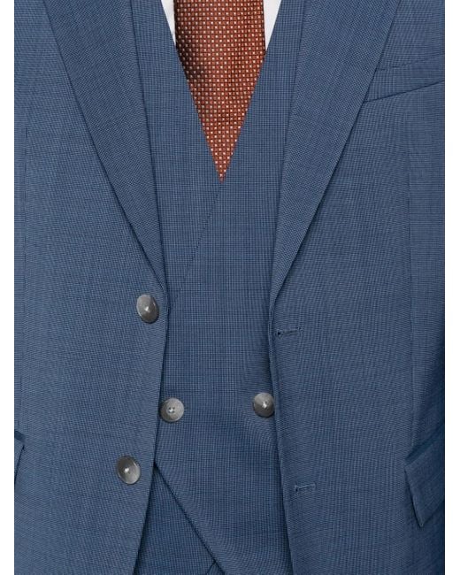 Boss Blue Mini Check-Pattern Suit (Set Of Three) for men