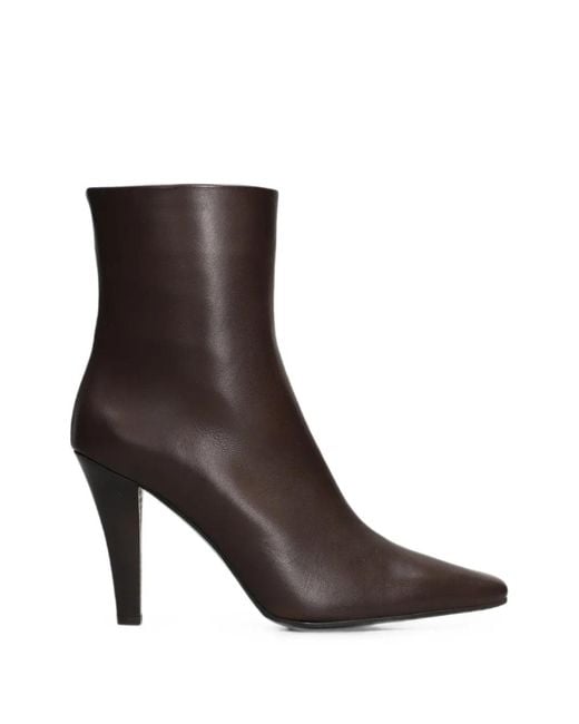 The Seller Brown Pointed-Toe Side-Zip Heeled Ankle Boots