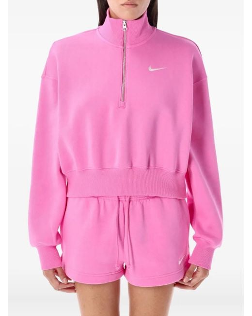 nike women's half zip pink