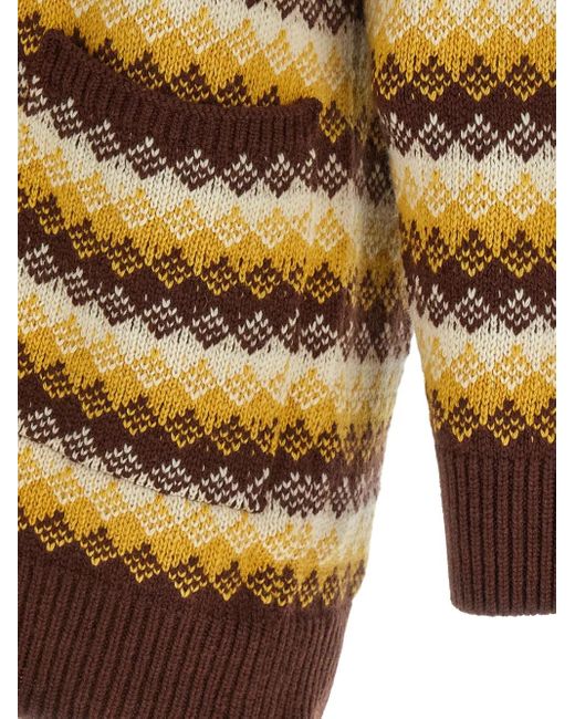 Auralee Red Patterned-Jacquard Cardigan