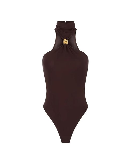 Elisabetta Franchi Purple High-Neck Bodysuit