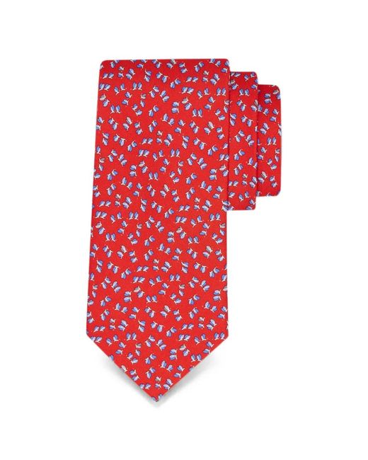 Ferragamo Red Cravate En Soie À Imprimé Dragonfly for men